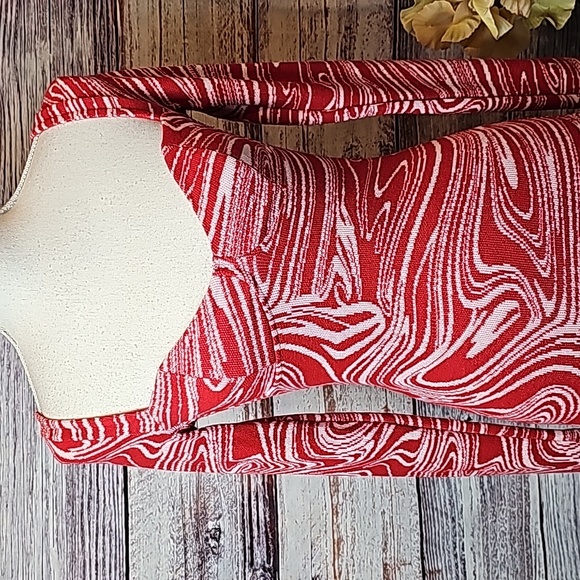 ZARA RED & WHITE MARBLED LONG SLEEVE SWEETHEART NECK BODYCON MINI DRESS - Picture 2 of 11
